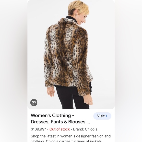 Chico’s faux fur cheetah print jacket - Picture 6 of 7